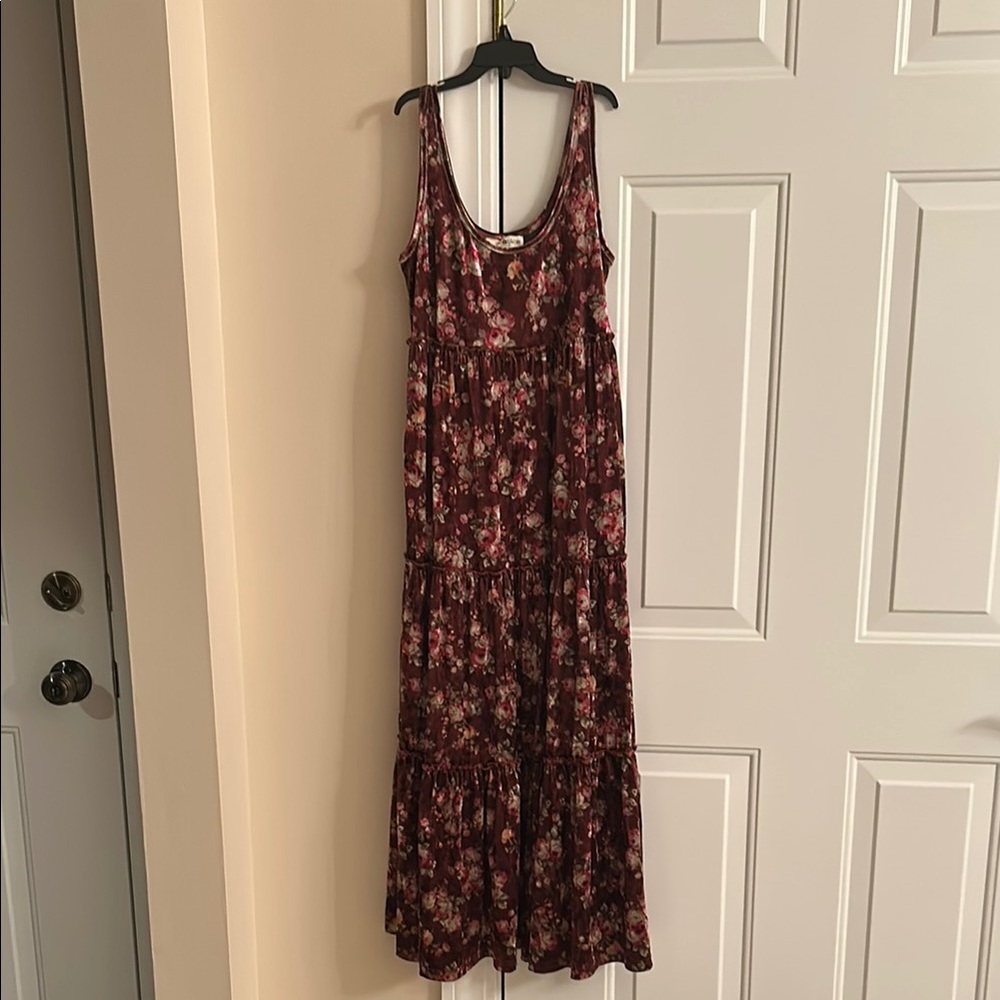 Natural Life Burgundy Floral Maxi Dress